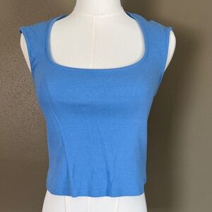 Maeve by Anthropologie Stylish Blue Ribbed Crop Top Size small